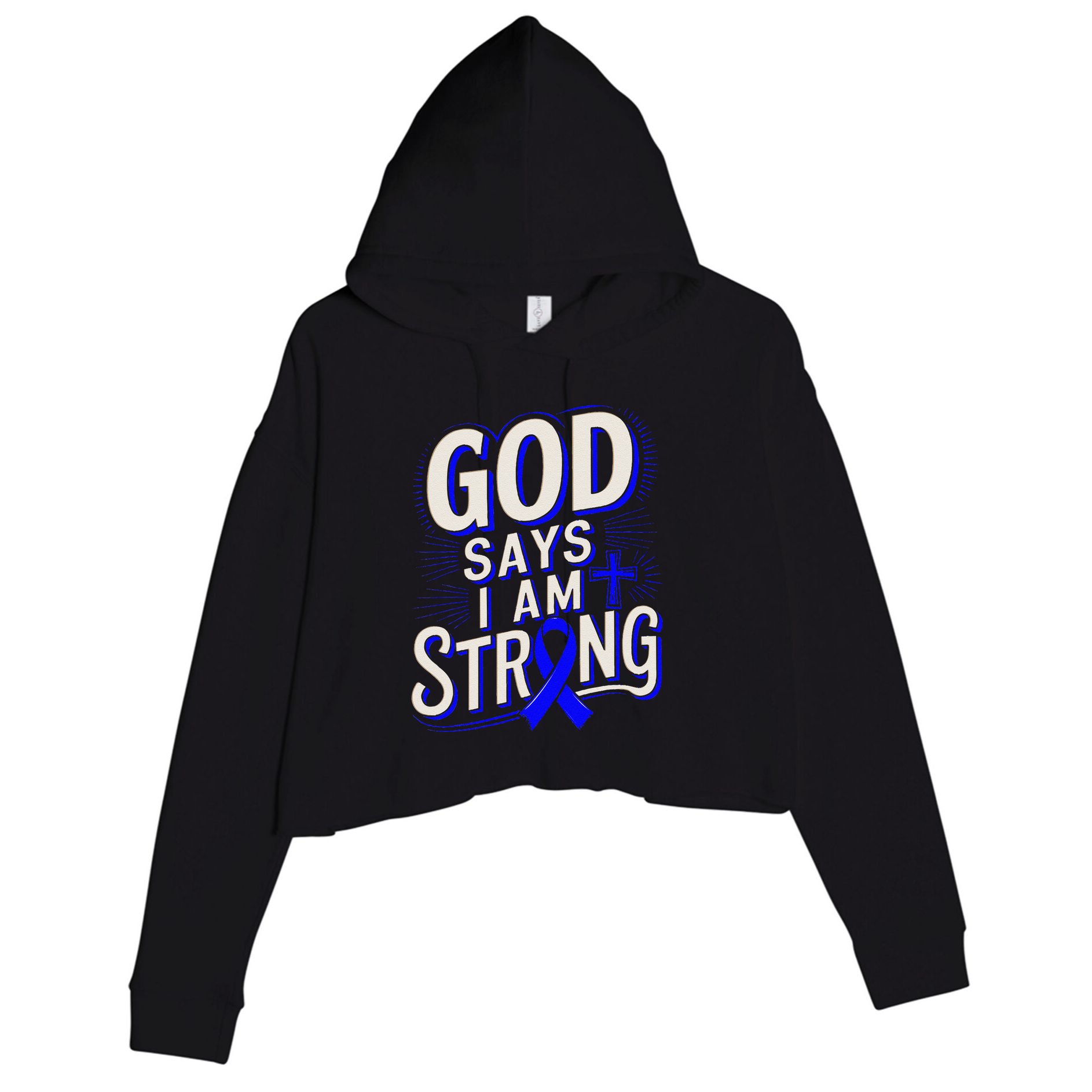 God Says IM Strong Survivor Juvenile Arthritis Awareness Crop Fleece Hoodie