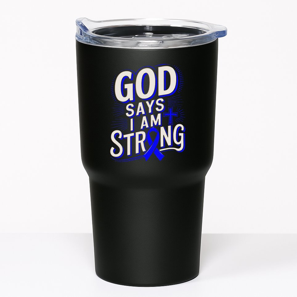 God Says IM Strong Survivor Juvenile Arthritis Awareness Tumbler