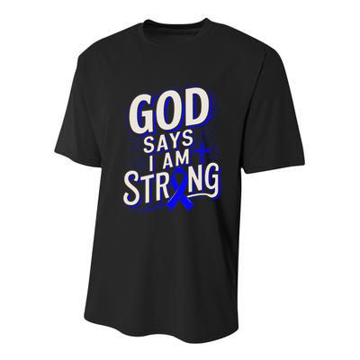 God Says IM Strong Survivor Juvenile Arthritis Awareness Youth Performance Sprint T-Shirt