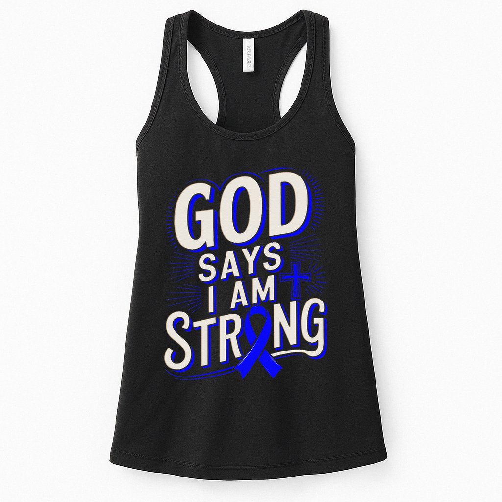God Says IM Strong Survivor Juvenile Arthritis Awareness Womens Tank Top
