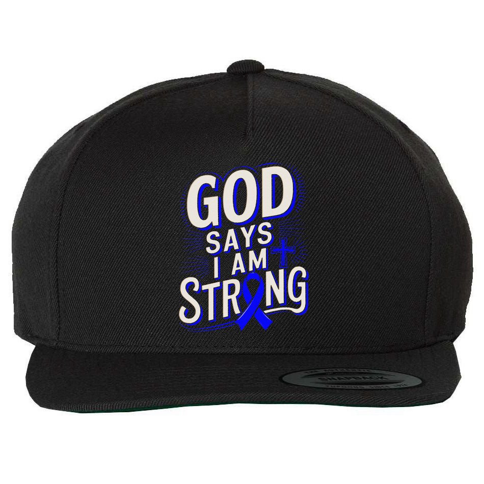 God Says IM Strong Survivor Juvenile Arthritis Awareness Wool Snapback Cap
