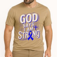 God Says IM Strong Survivor Juvenile Arthritis Awareness Cooling Performance Crew T-Shirt