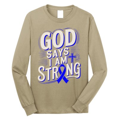 God Says IM Strong Survivor Juvenile Arthritis Awareness Long Sleeve Shirt