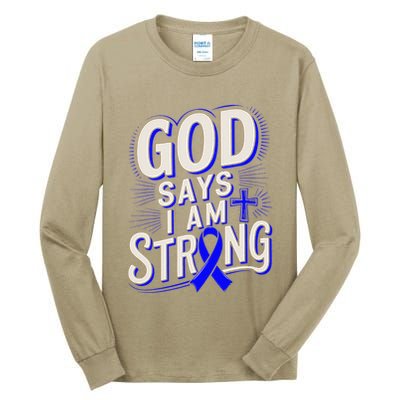 God Says IM Strong Survivor Juvenile Arthritis Awareness Tall Long Sleeve T-Shirt