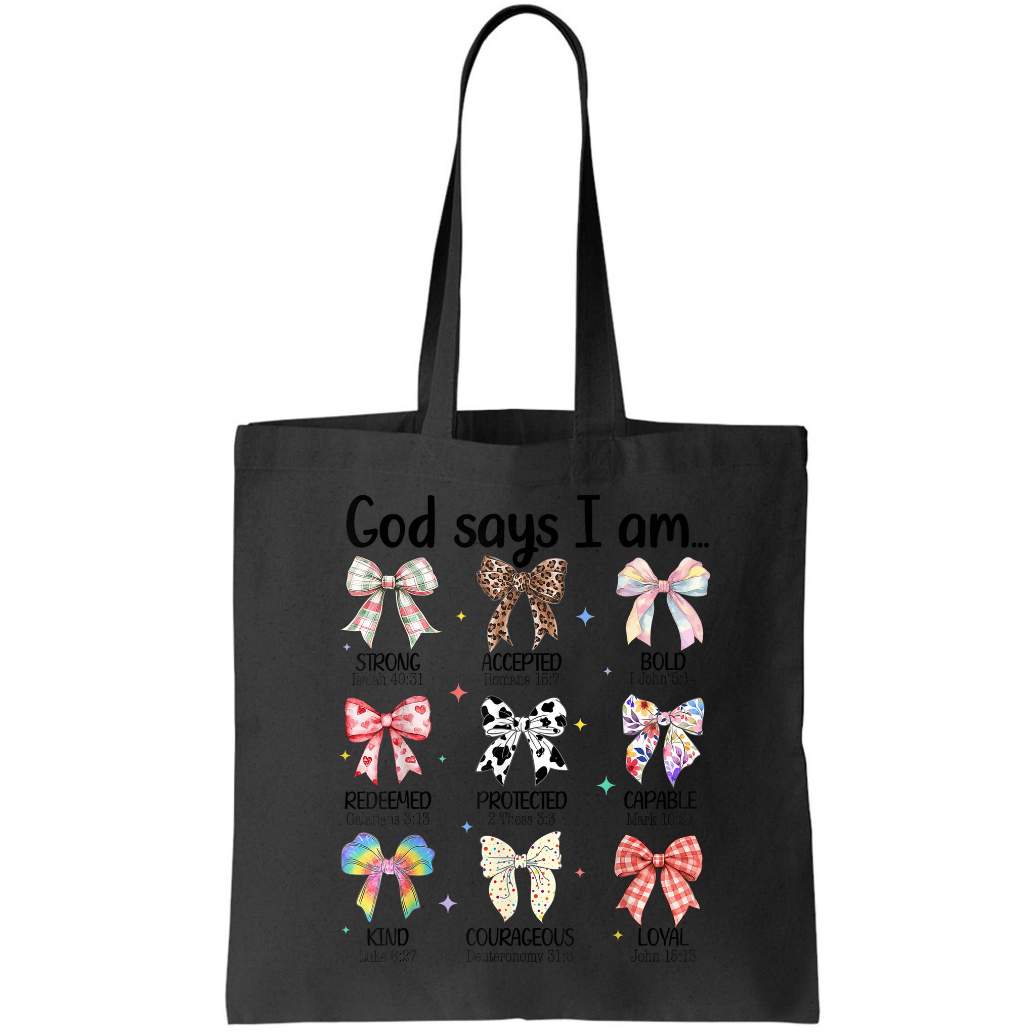 God Says I Am Coquette Bow Religious Christian Women Girls  Bag