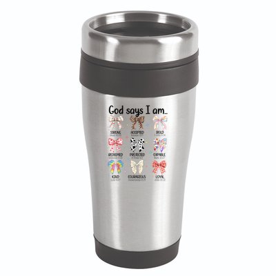 God Says I Am Coquette Bow Religious Christian Women Girls  16oz Travel Tumbler