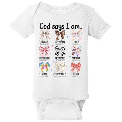 God Says I Am Coquette Bow Religious Christian Women Girls  Baby Bodysuit