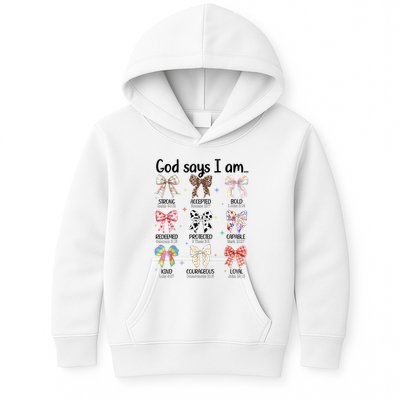 God Says I Am Coquette Bow Religious Christian Women Girls  Kids Hoodie
