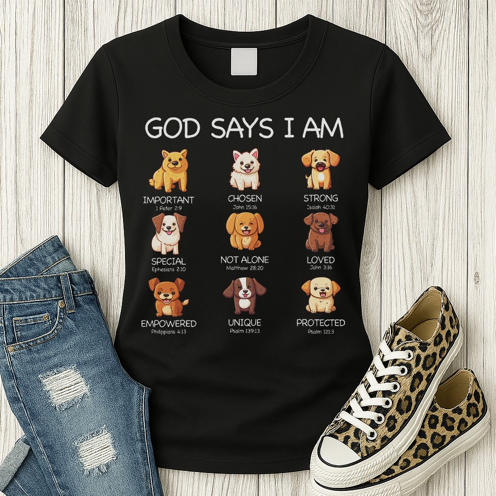 God Says I Am Cute Dogs Bible Verse Christian Womens T-Shirt