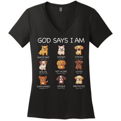 God Says I Am Cute Dogs Bible Verse Christian Women's V-Neck T-Shirt