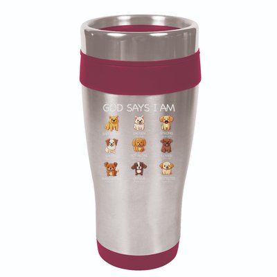God Says I Am Cute Dogs Bible Verse Christian 16oz Travel Tumbler