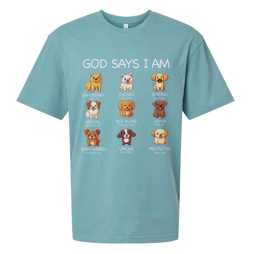 God Says I Am Cute Dogs Bible Verse Christian Sueded Cloud Jersey T-Shirt