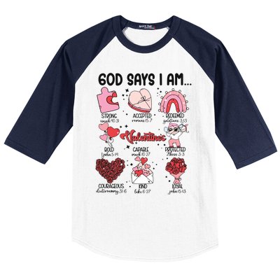 God Says I Am Valentine Funny Jesus Valentines Baseball Sleeve Shirt