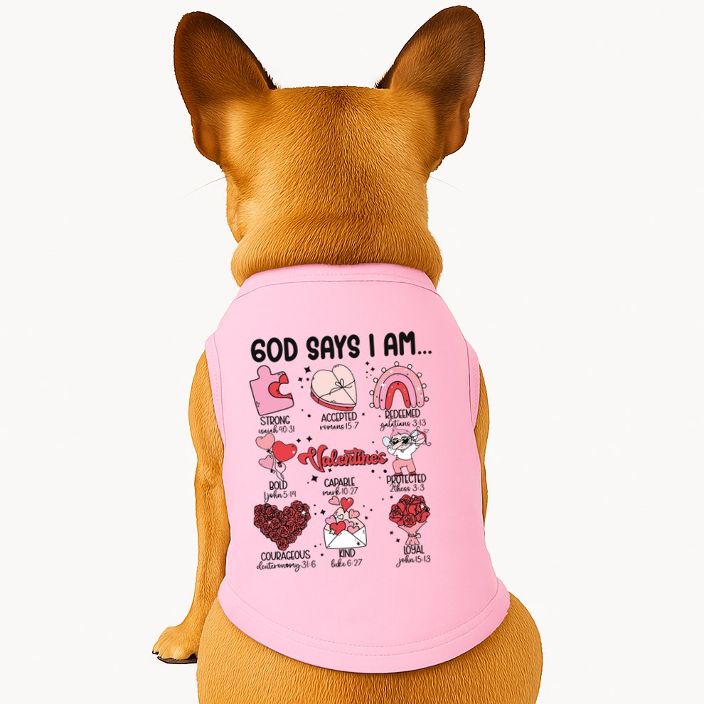 God Says I Am Valentine Funny Jesus Valentines Doggie Tank