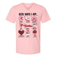God Says I Am Valentine Funny Jesus Valentines V-Neck T-Shirt