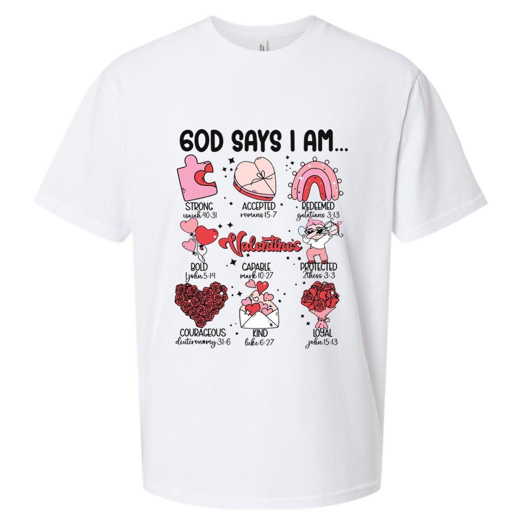 God Says I Am Valentine Funny Jesus Valentines Sueded Cloud Jersey T-Shirt