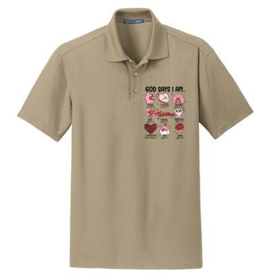 God Says I Am Valentine Funny Jesus Valentines Dry Zone Grid Polo