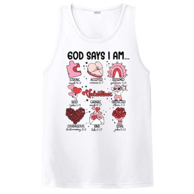 God Says I Am Valentine Funny Jesus Valentines PosiCharge Competitor Tank