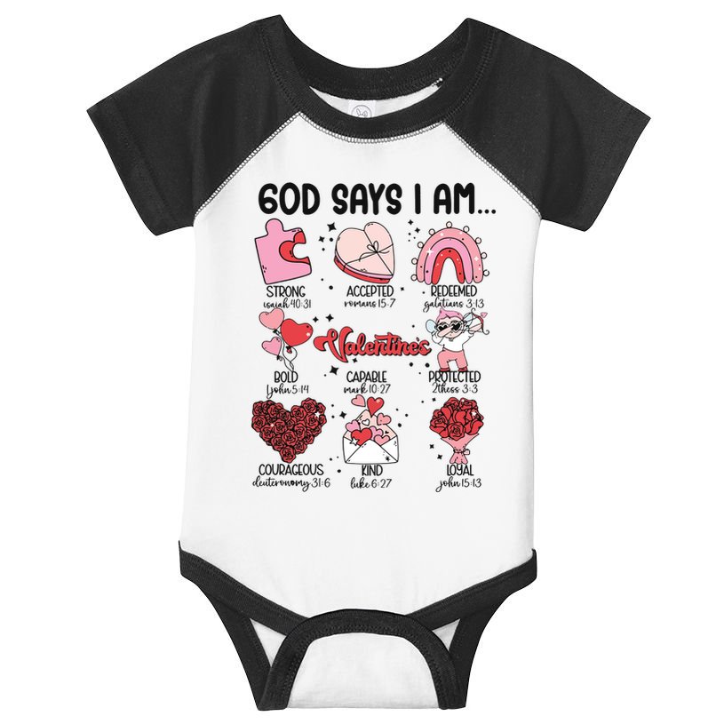 God Says I Am Valentine Funny Jesus Valentines Infant Baby Jersey Bodysuit