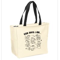 God Says I Am Truck Construction Christian Bible Verse Zip Tote Bag