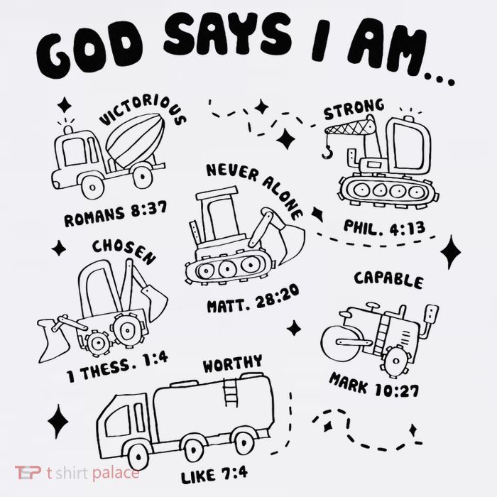 God Says I Am Truck Construction Christian Bible Verse Tall T-Shirt