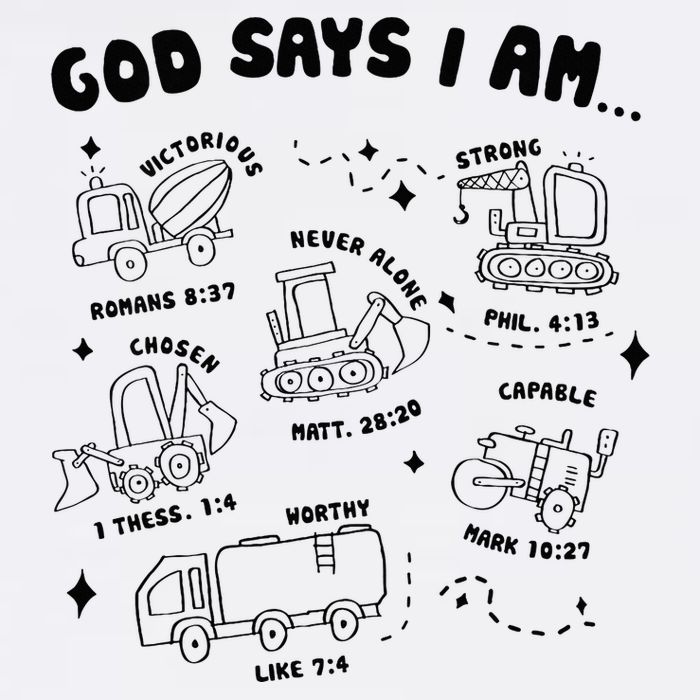 God Says I Am Truck Construction Christian Bible Verse Womens Tank Top