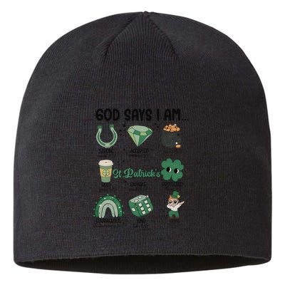 God Says I Am Retro St PatrickS Day Sustainable Beanie