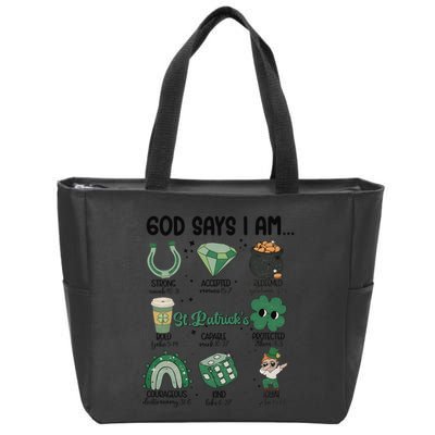 God Says I Am Retro St PatrickS Day Zip Tote Bag