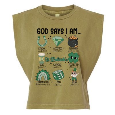 God Says I Am Retro St PatrickS Day Garment-Dyed Women's Muscle Tee