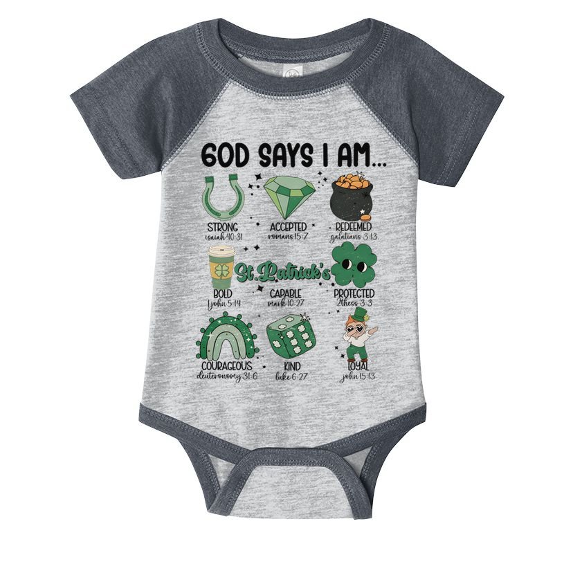 God Says I Am Retro St PatrickS Day Infant Baby Jersey Bodysuit