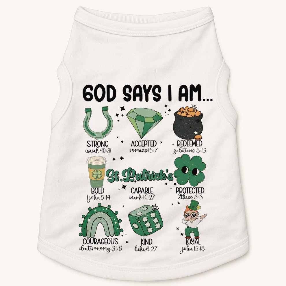 God Says I Am Retro St PatrickS Day Doggie Tank