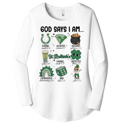 God Says I Am Retro St PatrickS Day Women's Perfect Tri Tunic Long Sleeve Shirt