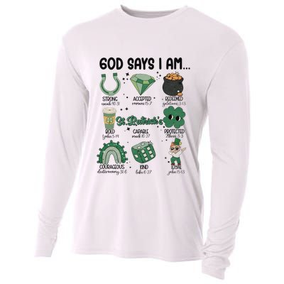 God Says I Am Retro St PatrickS Day Cooling Performance Long Sleeve Crew