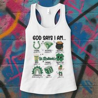 God Says I Am Retro St PatrickS Day Womens Tank Top