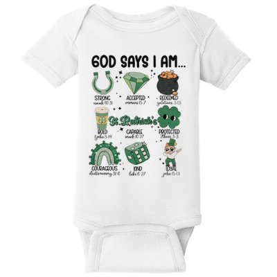 God Says I Am Retro St PatrickS Day Baby Bodysuit