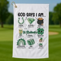 God Says I Am Retro St PatrickS Day Golf Towel