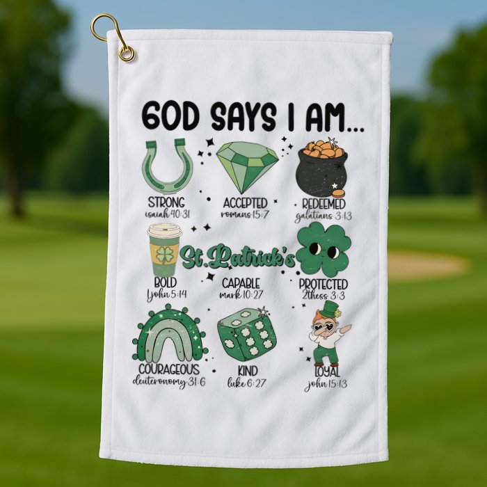 God Says I Am Retro St PatrickS Day Golf Towel