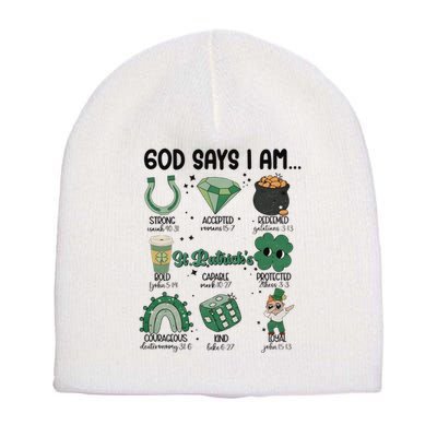 God Says I Am Retro St PatrickS Day Short Acrylic Beanie