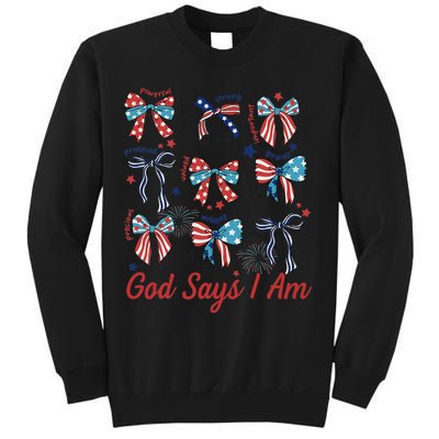 God Say I Am Coquette Bow 4th Of July Women Girl Teen Sweatshirt