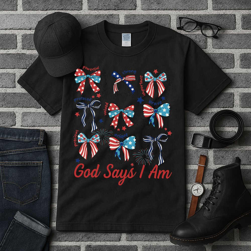 God Say I Am Coquette Bow 4th Of July Women Girl Teen Tall T-Shirt