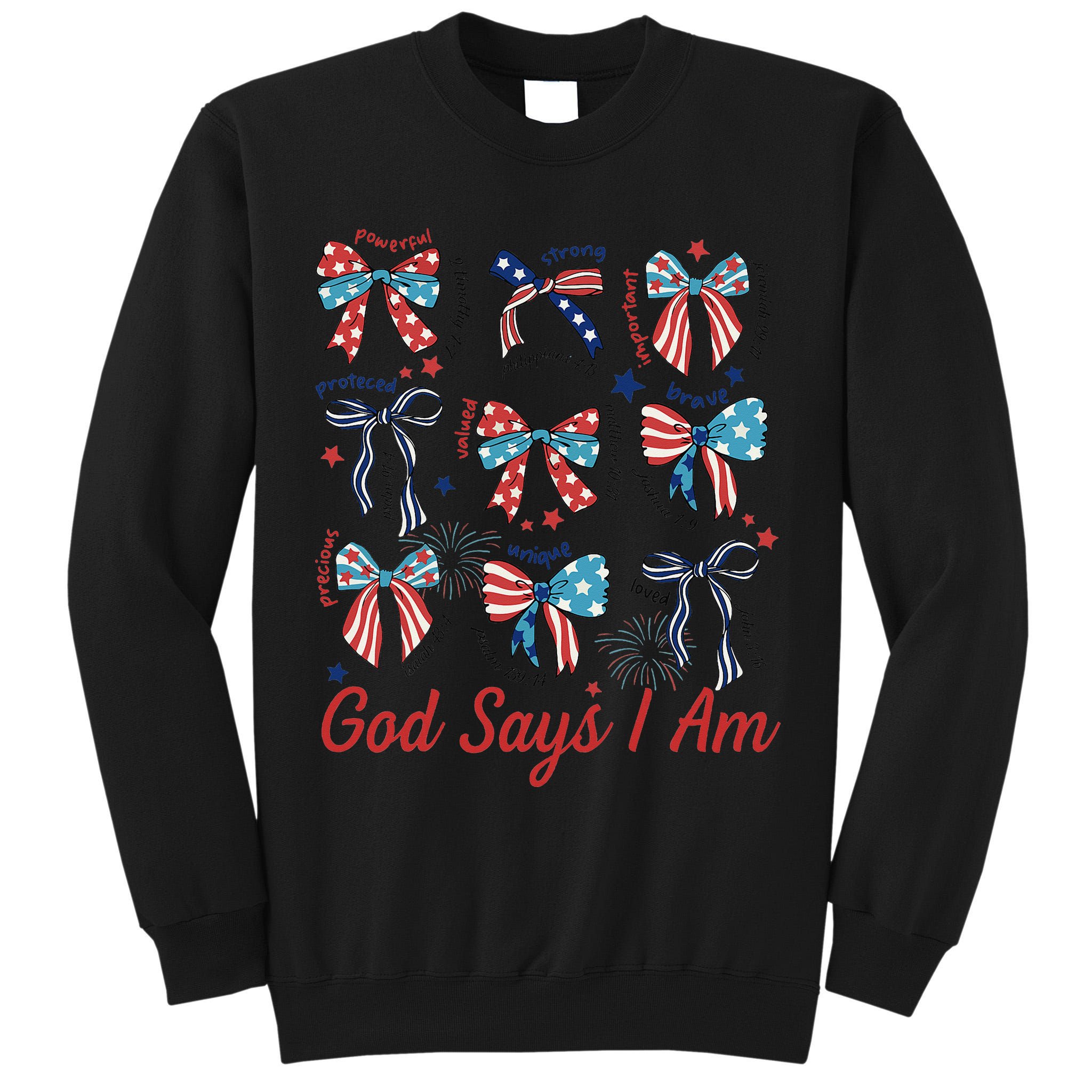 God Say I Am Coquette Bow 4th Of July Women Girl Teen Tall Sweatshirt