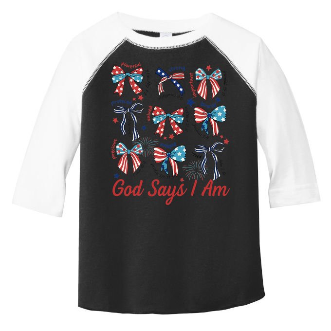 God Say I Am Coquette Bow 4th Of July Women Girl Teen Toddler Fine Jersey T-Shirt