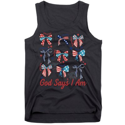 God Say I Am Coquette Bow 4th Of July Women Girl Teen Tank Top