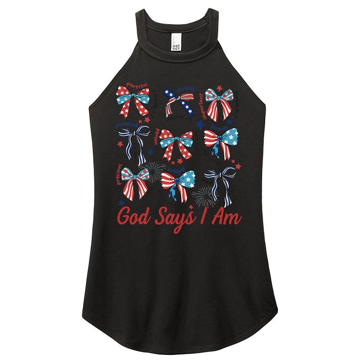 God Say I Am Coquette Bow 4th Of July Women Girl Teen Women's Perfect Tri Rocker Tank