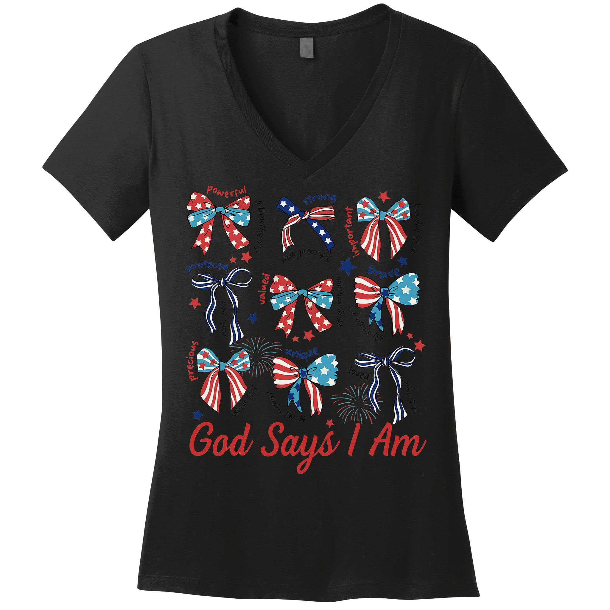 God Say I Am Coquette Bow 4th Of July Women Girl Teen Women's V-Neck T-Shirt