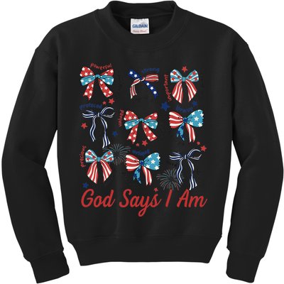 God Say I Am Coquette Bow 4th Of July Women Girl Teen Kids Sweatshirt