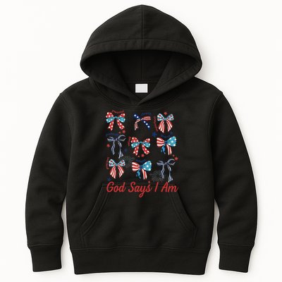 God Say I Am Coquette Bow 4th Of July Women Girl Teen Kids Hoodie