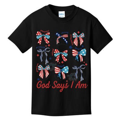 God Say I Am Coquette Bow 4th Of July Women Girl Teen Kids T-Shirt