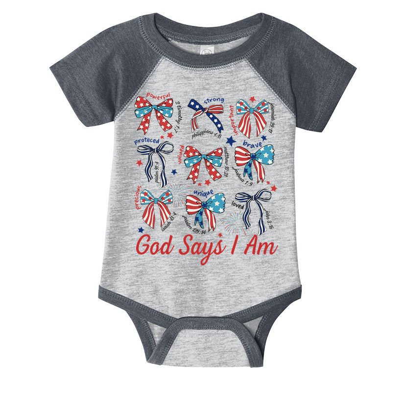 God Say I Am Coquette Bow 4th Of July Women Girl Teen Infant Baby Jersey Bodysuit