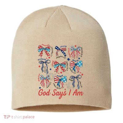 God Say I Am Coquette Bow 4th Of July Women Girl Teen Sustainable Beanie